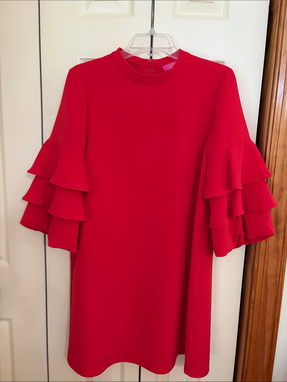 Catherine Malandrino Red Ruffle Sleeve Mini Dress